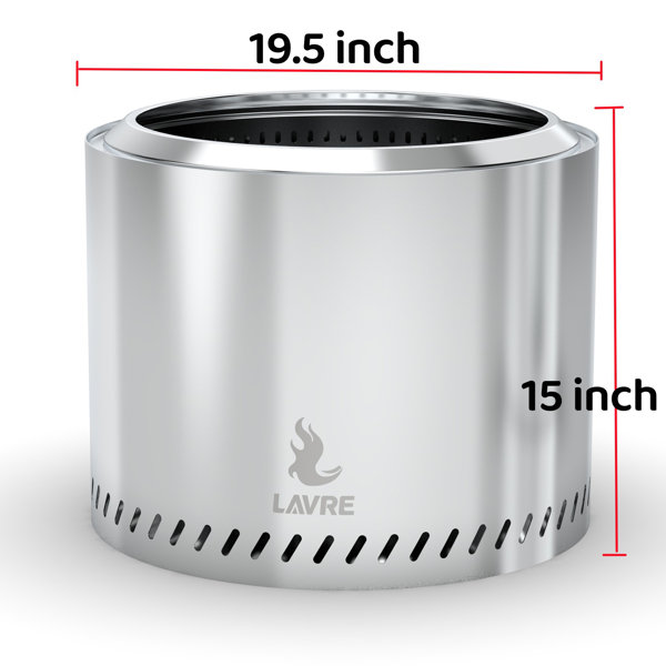 LAVRE Stainless Steel Portable Low Smoke Fire Pit, Outdoor Wood Burning